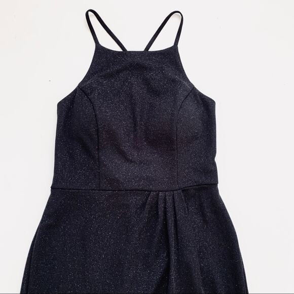 Speechless Dress Black Silver Sparkle Lace Back Halter Cocktail Size 13 - Picture 11 of 12